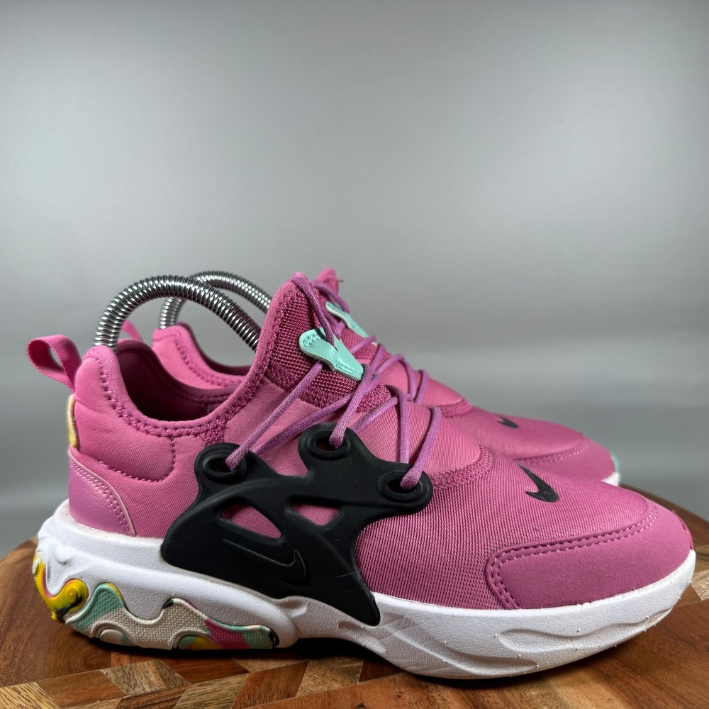 Nike React Presto GS Hyper Pink Black White Kids Sneakers CD8138-600 Size 4Y
